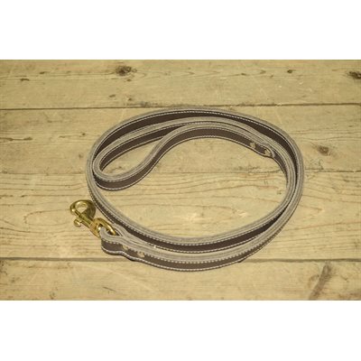 Laisse 3/4" X 48" pour chien, cuir double épaisseur piqué blanc