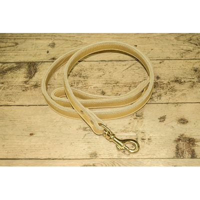 Laisse 3/4" X 72" pour chien, cuir pleine fleur double épaisseur piqué blanc