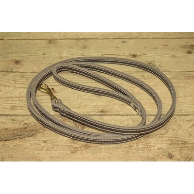 Laisse 1/2" X 72" pour chien, cuir pleine fleur double épaisseur piqué blanc