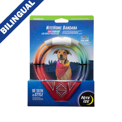 Nite Ize® NiteHowl® Bandana Rechargeable LED Safety Necklace DISC-O Select™ Red