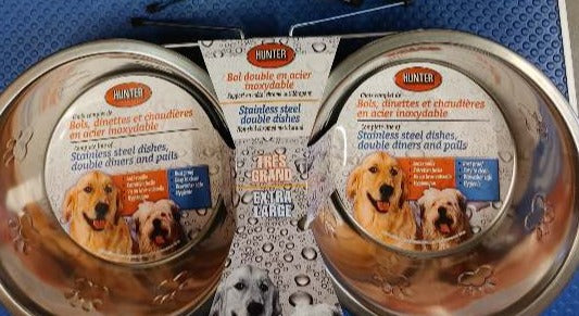 Bol double en acier inoxydable pour chiens