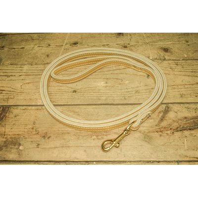Laisse 1/2" X 72" pour chien, cuir pleine fleur double épaisseur piqué blanc