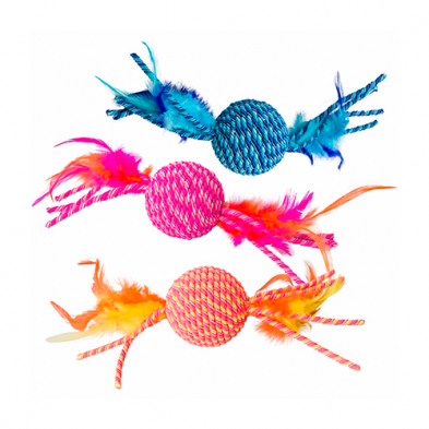 Spot® Elasteeez Ball & Feather Assorted Cat Toy