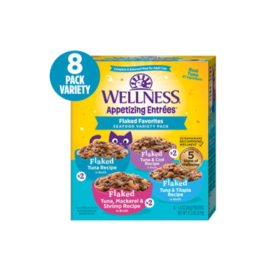 Wellness® Appetizing Entrées™ Flaked Favorites, Seafood Variety Pack Wet Cat Food 8 x 1.4oz