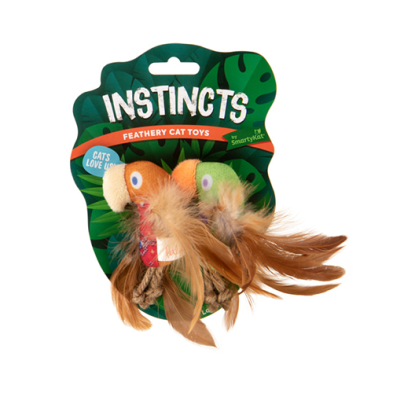 Instincts by SmartyKat® Love Mates™ Feathery Plush HappyNip® Silvervine & Catnip Bird Cat Toys, Set of 2