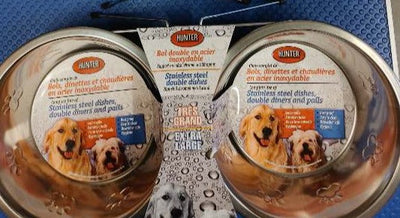 Bol double en acier inoxydable pour chiens